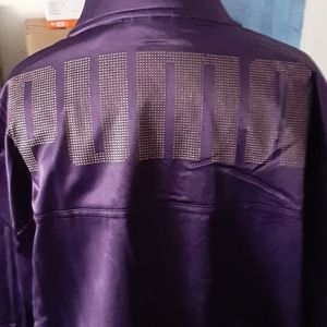 Purple PUMA satin bomber jacket